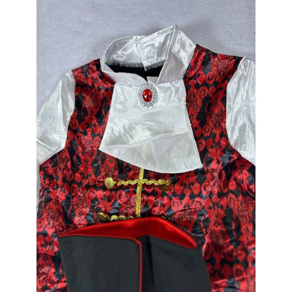 Kids Vampire Dracula Halloween Costume Size 3-4 Cape Pants Shirt Cane Teeth